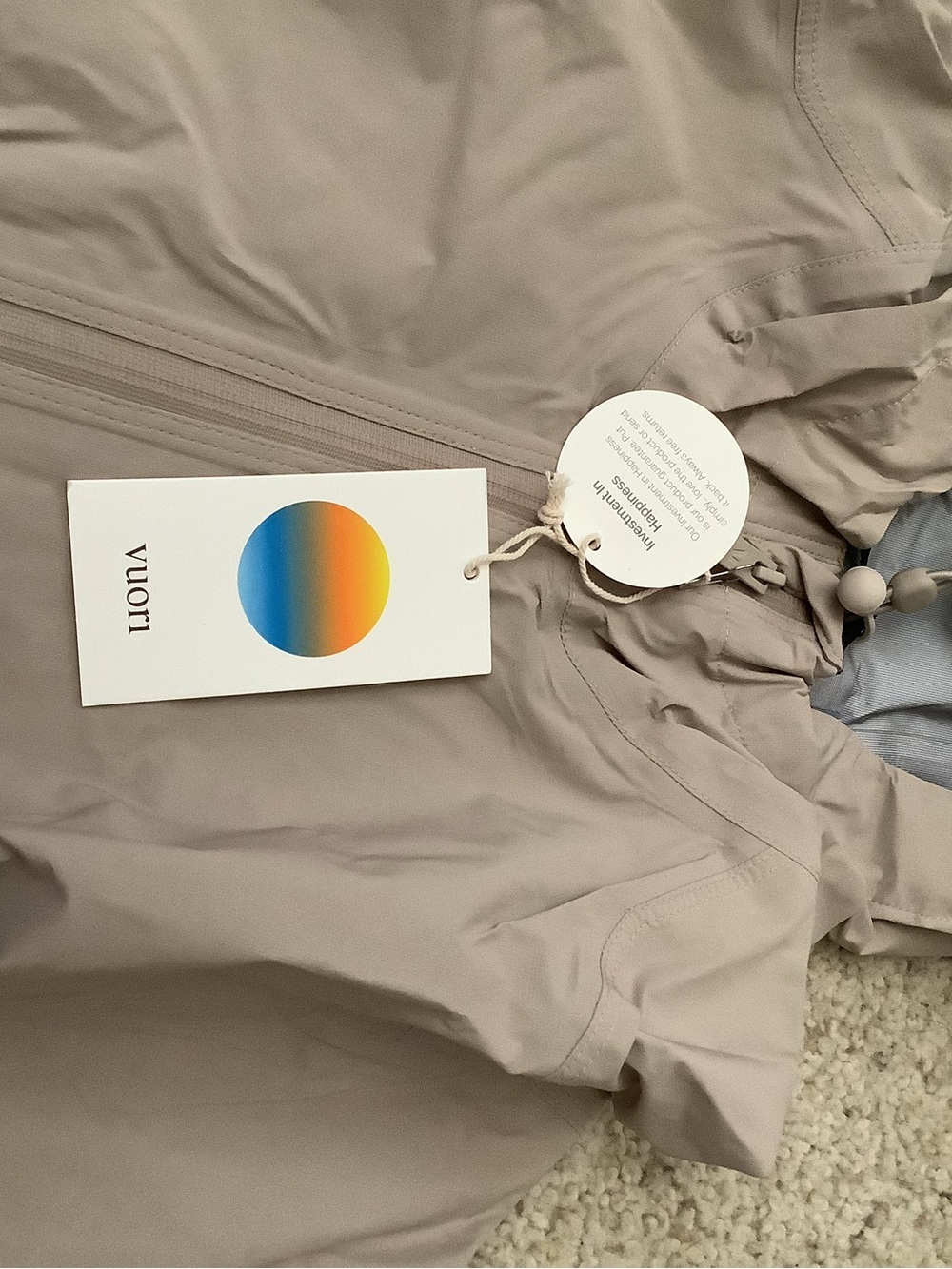 Vuori mens Hooded Raincoat in Light Taupe - Picture 5 of 12